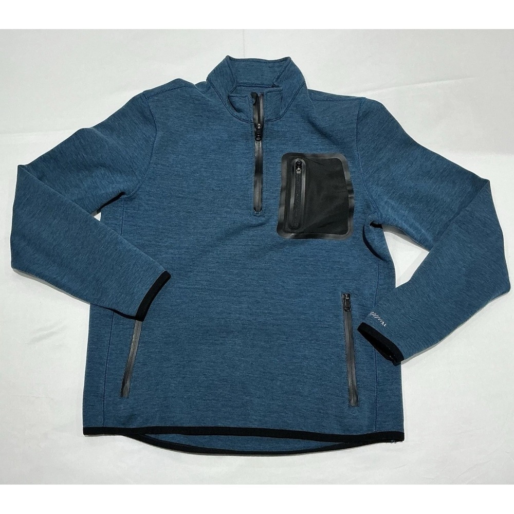 American Eagle Fleece Sweatshirt Mens Medium Blue Pulllover Active Flex 1/4 Zip